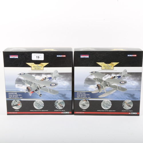 19 - CORGI - 2 x The Aviation Archive Limited Edition 1:72 diecast model planes, comprising AA36310B Fair... 