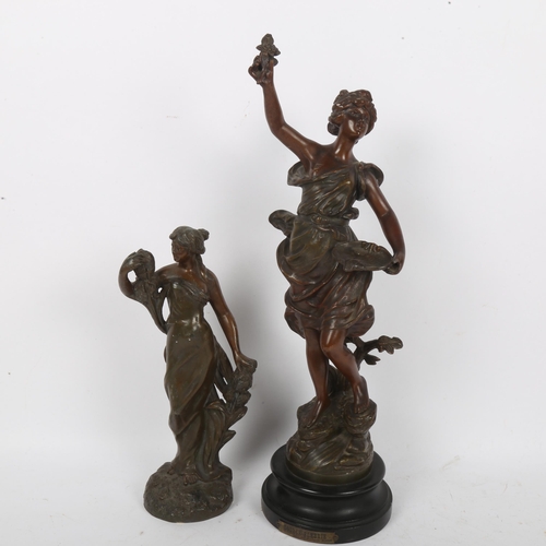 213 - 2 patinated spelter sculptures, largest overall 41cm (2)