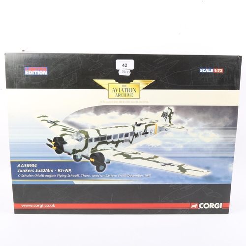 42 - CORGI - The Aviation Archive Limited Edition Junkers Ju52/3m - RJ+NP, AA36904, boxed