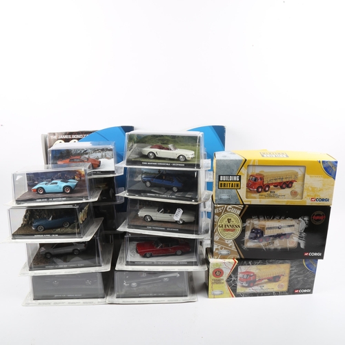 61 - A group of GE Fabbri Limited 007 James Bond model cars, all boxed, and 3 Corgi model lorries, all bo... 