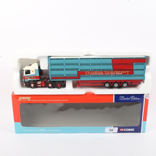 69 - CORGI - a Limited Edition Olivers Transport Scania 4 Series Livestock Transporter diecast model lorr... 