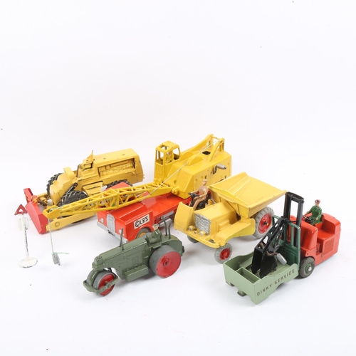 88 - DINKY TOYS - a group of Vintage diecast construction vehicles, including 20 Ton Lorry-Mounted Crane,... 