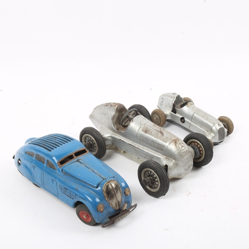 94 - SCHUCO - 3 x Studio Vintage tinplate clockwork toy cars, including Mercedes Racing Car 1050, Mercede... 