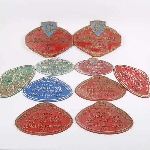 225 - 10 Vintage French agricultural livestock award plaques