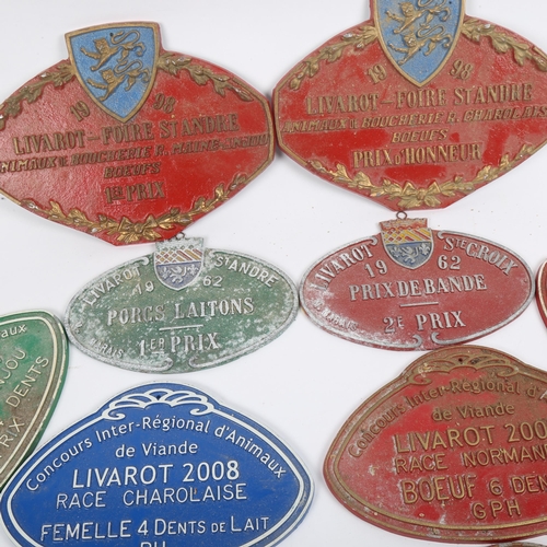 225 - 10 Vintage French agricultural livestock award plaques