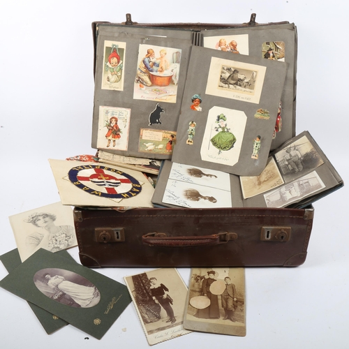 242 - A First World War Period photograph album, including regimental images, Bath War Hospital nurse port... 