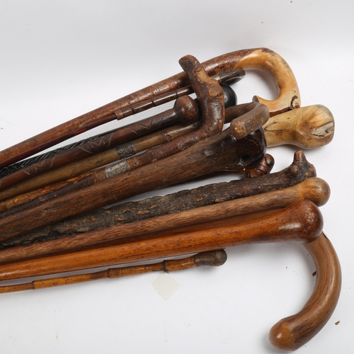 254 - A group of various walking sticks and canes