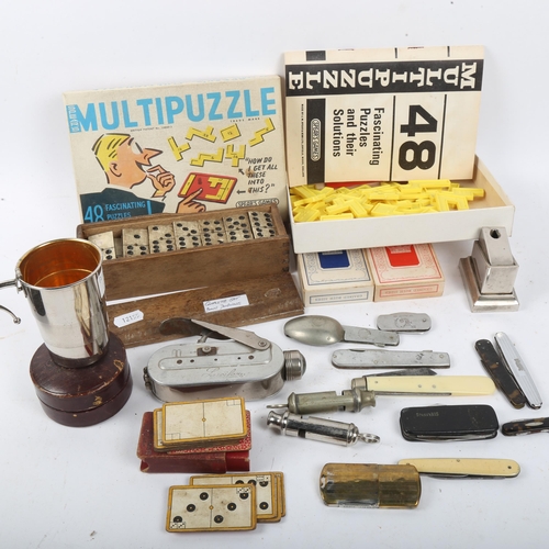 290 - Various collectables, including Hudson ARP whistle, collapsible beaker, cigar cutter etc