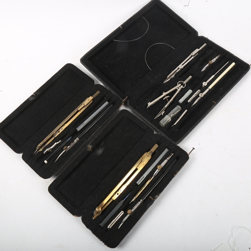 312 - 3 leather-cased drafting sets (3)