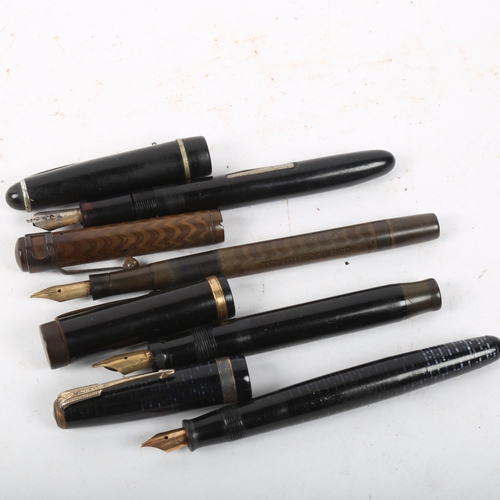 313 - 4 Vintage fountain pens, comprising Parker Pearly Vacumatic, Parker Duofold Jr, Watermans Ideal, and... 