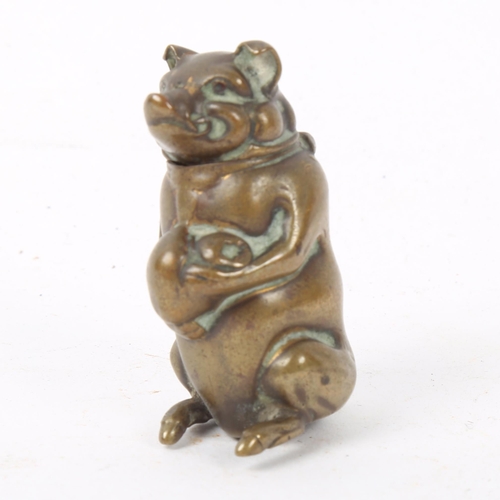 316 - A 19th century novelty brass figural pig Vesta case, height 4.5cm