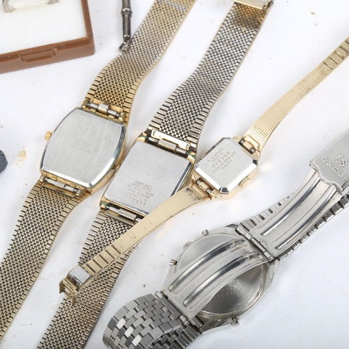 317 - Various wristwatches and jewellery, including sterling silver cocktail swizzle stick, Seiko quartz a... 