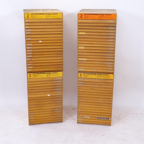 2082 - A set of 4 mid-20th century Letterpress design system multi-drawer cabinets, W37cm, H59cm, D43cm