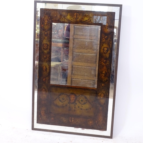 2263 - A rectangular wall mirror, with decorative inset panel