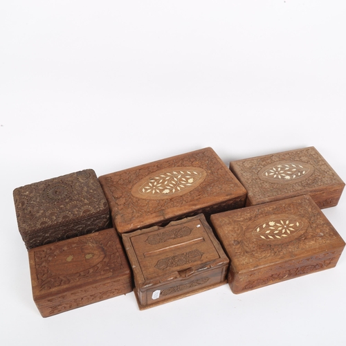 346 - 6 Eastern carved hardwood boxes (6)