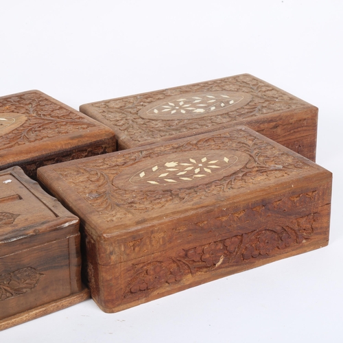 346 - 6 Eastern carved hardwood boxes (6)