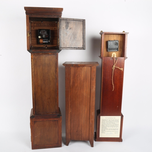 355 - 3 small scale table-top longcase clocks, largest height 70cm (3)