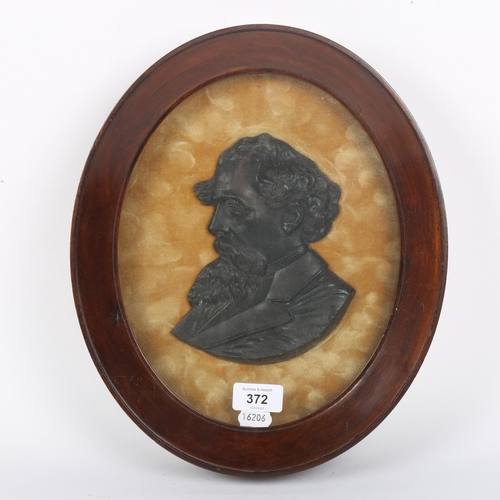 372 - A framed patinated figural bust plaque, overall 34cm x 28cm