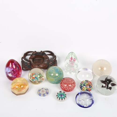 374 - A group of glass paperweights, including Mdina, Caithness, Murano Millefiori etc