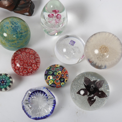 374 - A group of glass paperweights, including Mdina, Caithness, Murano Millefiori etc