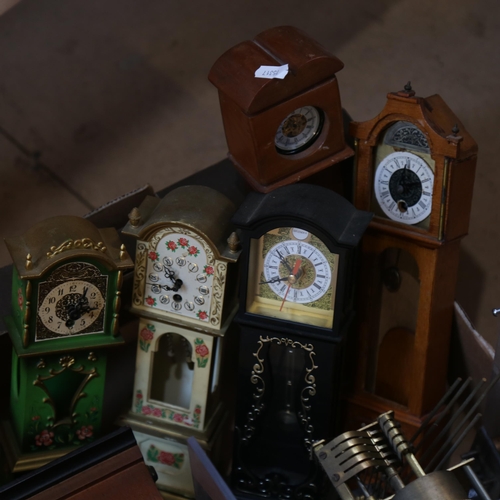 385 - A group of various clocks, including ceramic and miniature longcase (boxful)