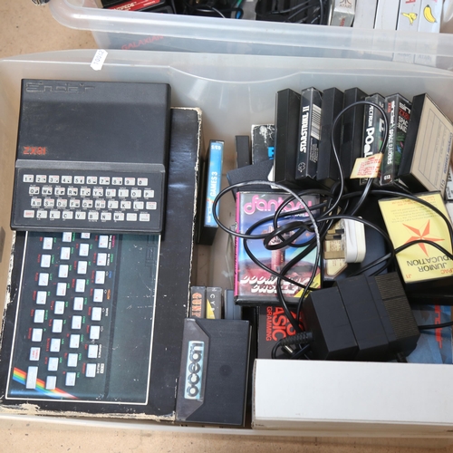 413 - 2 x Sinclair ZX Spectrum personal computers, Atari 2600, and various games (2 boxes)