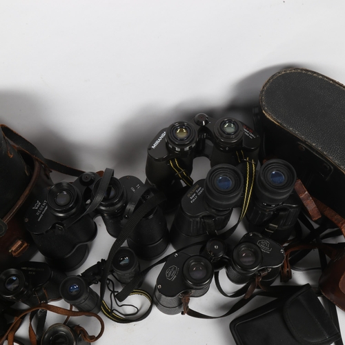 428 - A quantity of binoculars, including Ross 9x35, Miranda 16x50 etc (boxful)