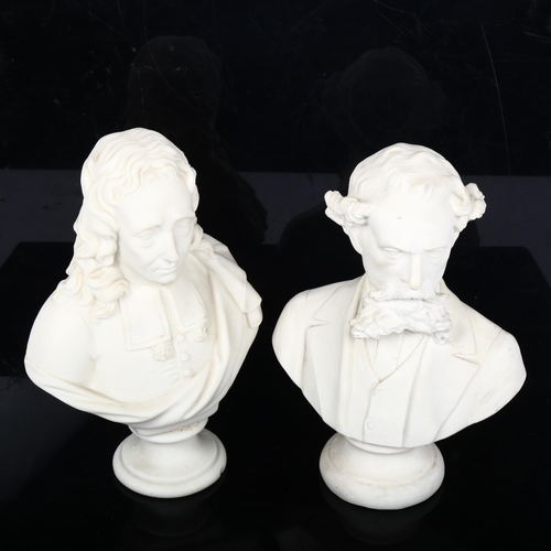 445 - 2 bisque porcelain busts, unsigned, largest height 20cm