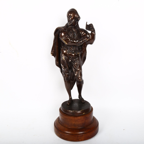 452 - Bronzed metal Shakespeare sculpture, unsigned, overall height 40cm