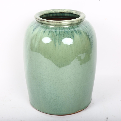 457 - Broste of Copenhagen green glaze pottery vase, height 24cm