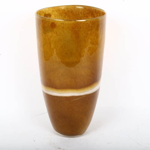 458 - A large amber Studio glass vase, polished pontil, height 31cm