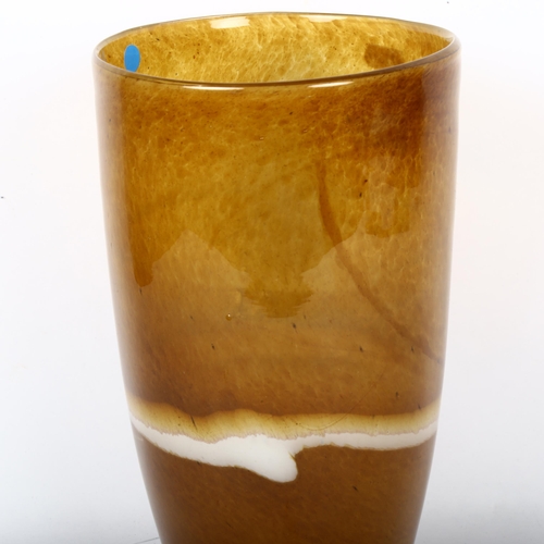 458 - A large amber Studio glass vase, polished pontil, height 31cm