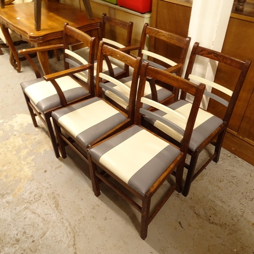 2536 - A set of 6 1920s oak dining chairs, with drop-in seats (4 and 2)