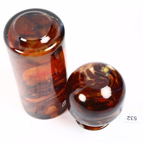 532 - 2 Mdina Studio glass vases, largest height 19cm (2)