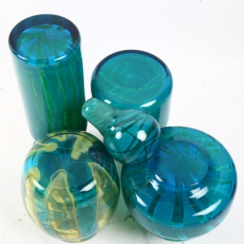 533 - 4 pieces of Mdina Studio glass, comprising 3 flared rim vases, and bottle and stopper, largest heigh... 