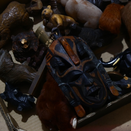 563 - A quantity of wood carvings, including Black Forest bears (boxful)