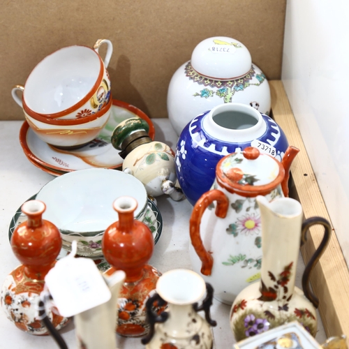 601 - Various Oriental ceramics, including blue and white prunus ginger jar, teapots etc