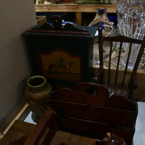 624 - Various collectables, including Denby vase, cantilever sewing box, doll's rocking chair etc