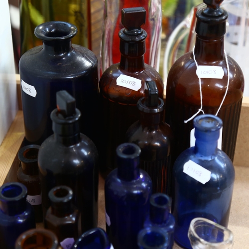 647 - Chemist's bottles and stoppers, Antique glass eye baths etc