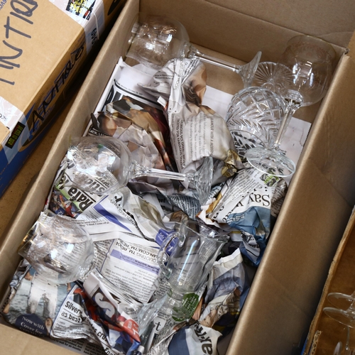 663 - A large quantity of Champagne flutes, and a box of other drinking glasses