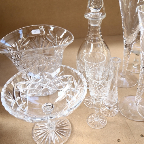 686 - Champagne glasses, decanter, vases etc