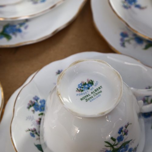 723 - Royal Albert Forget-Me-Not cups, saucers and plates, and another earlier Royal Albert part tea set, ... 