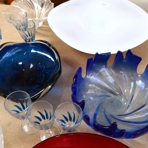 760 - A group of Art glass dishes, including Whitefriars, 6 Sherry glasses etc