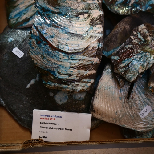 776 - A group of ceramic raku glaze garden pieces, from Hastings Art Forum Auction 2014, by Sophie Bradbur... 