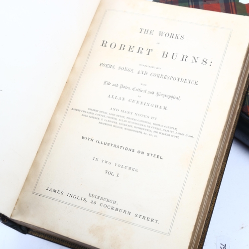 801 - The Works of Robert Burns, by Allan Cunningham, with board tartan covers, 2 volumes