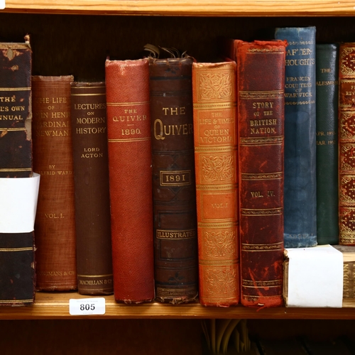 805 - A shelf of bound volumes of Victorian and later magazines, including First World War, The Windsor ma... 