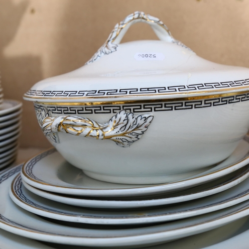 848 - Extensive Spode Vintage dinner service, with Greek Key pattern borders, including sauce tureens and ... 