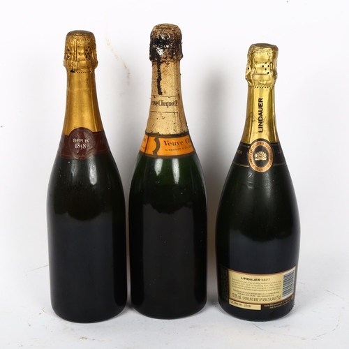 470 - 3 bottles of Champagne and sparkling wine, including Veuve Clicquot Ponsardin and Mercier (3)