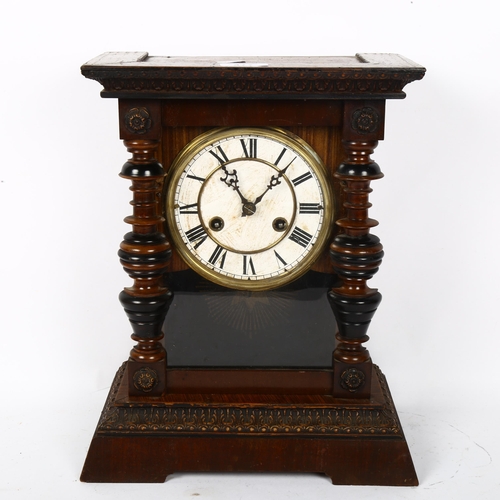 477 - Junghans 8-day mantel clock, case height 36cm, with pendulum