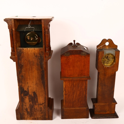 480 - 3 oak table-top longcase clocks, largest height 46cm (3)